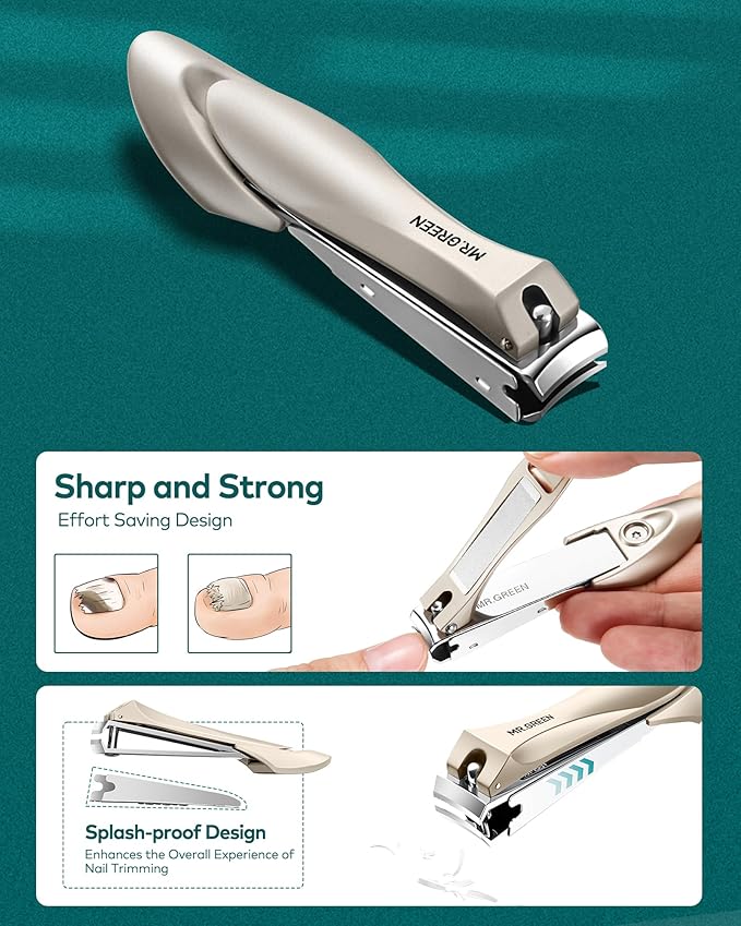 MR.GREEN 8-in-1 Manicure Set– Professional German Stainless Steel Nail Care Kit with Splash-Proof Nail Clippers, Toenail Clippers, Cuticle Tools, Travel Grooming Kit for Men & Women with Leather Case