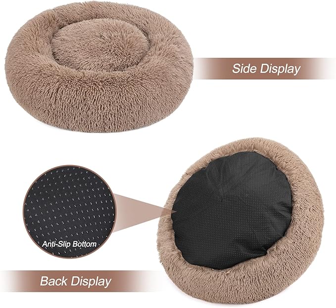 MIXJOY Orthopedic Dog Bed Comfortable Donut Cuddler Round Dog Bed Ultra Soft Washable Dog and Cat Cushion Bed (20''/23''/30''/36'') (36''x36'', Brown)