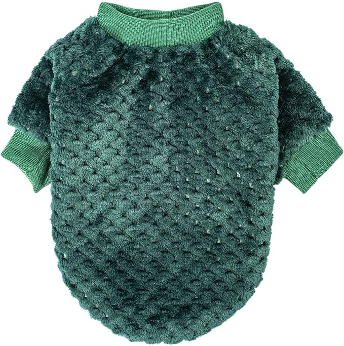 Dog Sweater, 2 Pack Dog Sweaters for Small Medium Dogs or Cat, Warm Soft Flannel Pet Clothes for Dogs Girl or Boy, Dog Shirt Coat Jacket (Large, Dark Red+Dark Green)