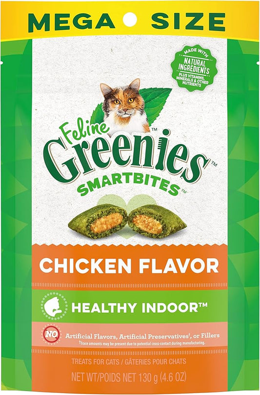 Greenies Feline Smartbites Healthy Indoor Cat Treats, Chicken Flavor, 4.6 oz. Pack