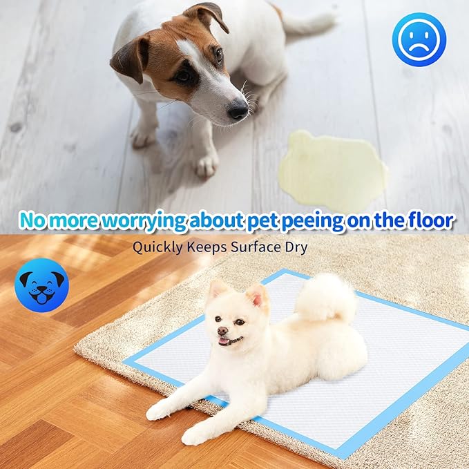 Upgrade Leak-Proof Pet Training and Puppy Pads, Jumbo Pee Pads for Dogs with Thicken Polymer Heavy Absorbency, Quick Dry Disposable Pee Pads for Cats Dogs - 30 Counts