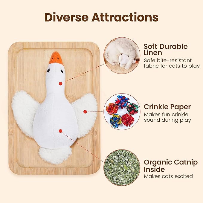 Potaroma Birds Cat Toys, 2 Pack Catnip Toys Soft Durable, Crinkle Sound Kicker Toys for Interactive Indoor Kitten Exercise 6.5 Inches for All Breeds