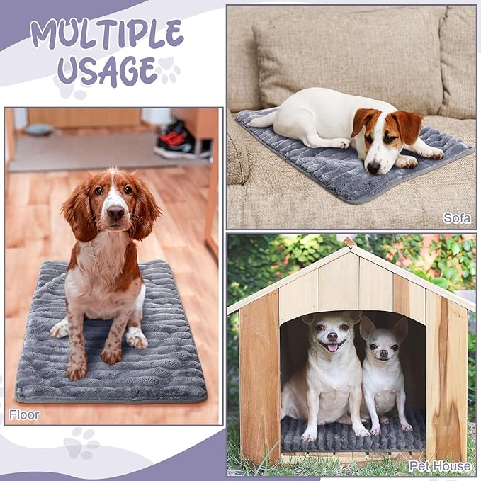 Nuanchu 4 Pack Self Warming Cat Bed 24"x18" Self Heating Dog Cat Pad Bulk Crate Mat Extra Warm Thermal Big Pet Pad for Indoor Outdoor Pets Houses with Removable Washable Cover Non Slip(Grey)