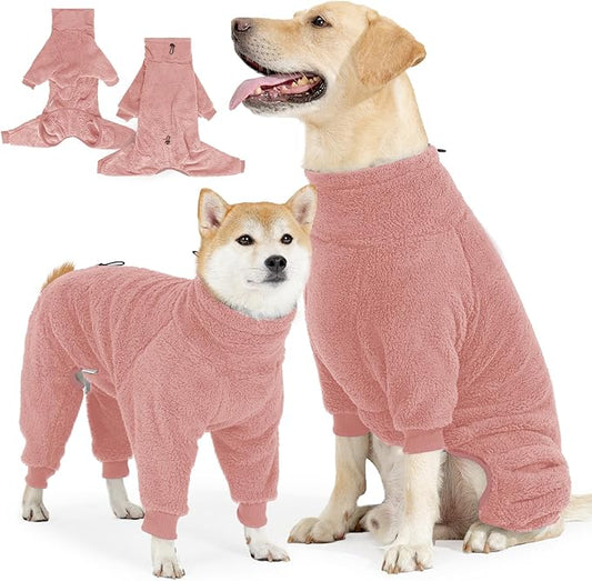 Dog Winter Coat for Small Medium Large Dog for Run Walk Sleep Warm Fleece Pet Sweater & Windproof Pajamas Snow Jacket Medium Pink