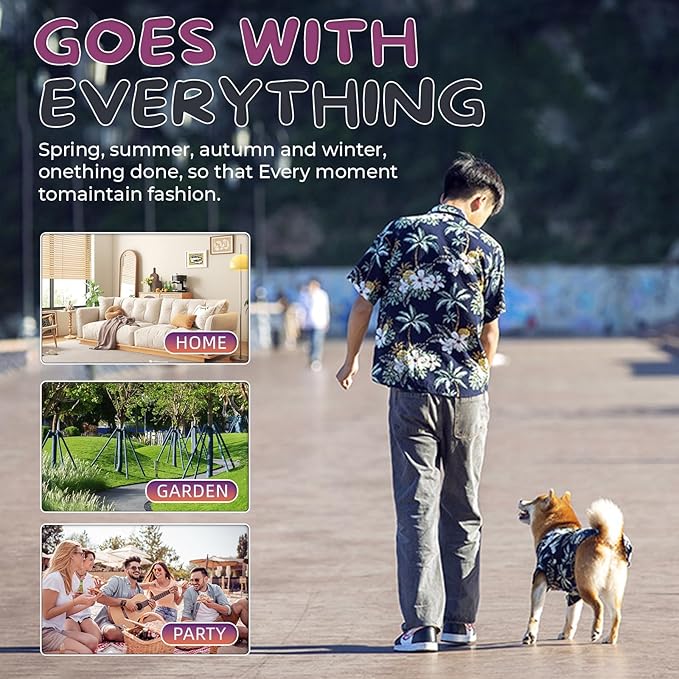 Hawaii Dog Shirt, Pet Summer T-Shirts Dog Style Floral Breathable Cool Clothes Hawaiian Shirts for Small Dogs and Cats Owner and Pet Shirts are Sold Separately