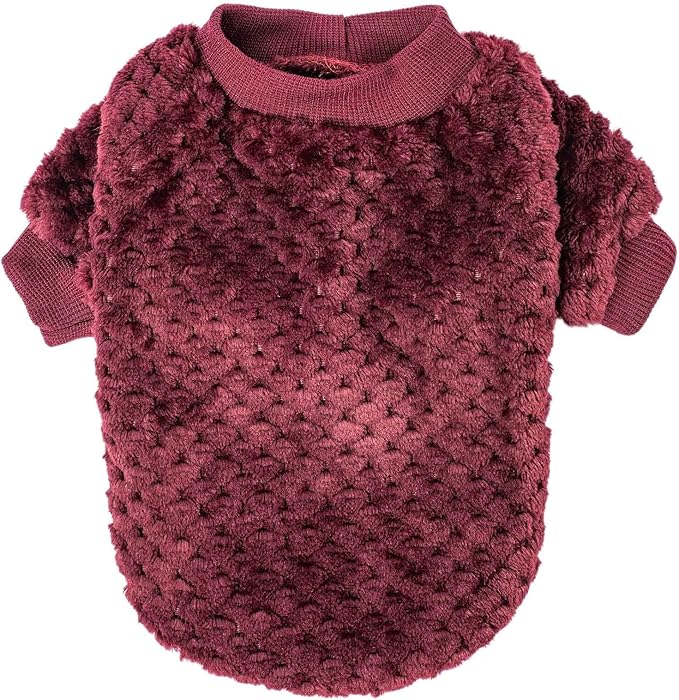 Dog Sweater, 2 Pack Dog Sweaters for Small Medium Dogs or Cat, Warm Soft Flannel Pet Clothes for Dogs Girl or Boy, Dog Shirt Coat Jacket (Medium, Dark Red+Dark Green)