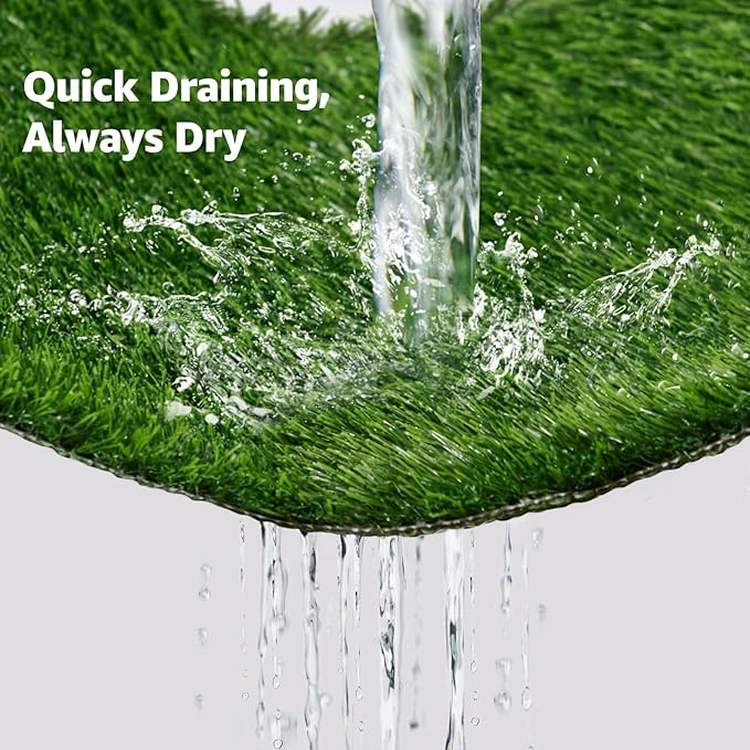 LOOBANI 45x29in Large Dog Litter Box with 2 Artificial Grass Patch + 2 Washable Pee Pads, Quickly Absorbency Portable Patio Potty for Balcony Apartment Use