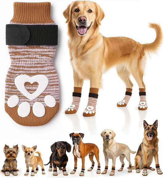Non-Slip Dog Socks for Hardwood Floors - 6-Pack | Anti-Slip Toes to Prevent Licking Paws, Add Grip, and Provide Paw Protection | for All Ages and Senior Dogs - Small