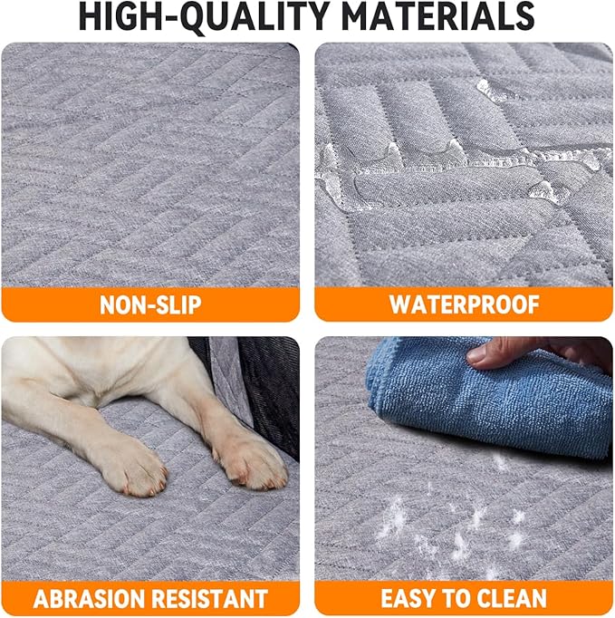 YJGF Dog Back Seat Extender for Truck,Truck Seat Cover Back Seat,Dog Hammock for Truck,Pet Seat Covers for Dogs,Hard Bottom Seat Extender for Dogs,Dog Seat Cover for F150/RAM1500/Silverado (Gray)