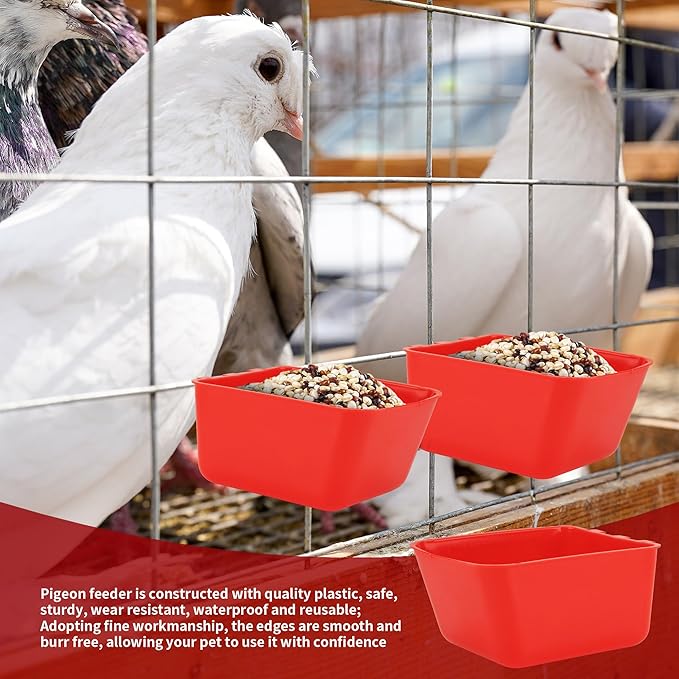 40 Pcs Cage Cups Chicken Feeder Cups 16 oz Hanging Bird Food Water Cups Bunny Cage Feeding Bowl Dish for Pet Parrot Rooster Parakeet Gamefowl Poultry Pigeon Wire Cage(Red)