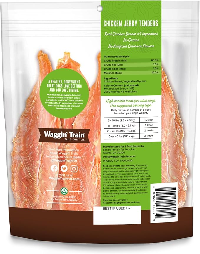 Waggin' Train Limited Ingredient, Grain Free Dog Treat, Chicken Jerky Tenders - 11 oz. Pouch (Pack of 2)