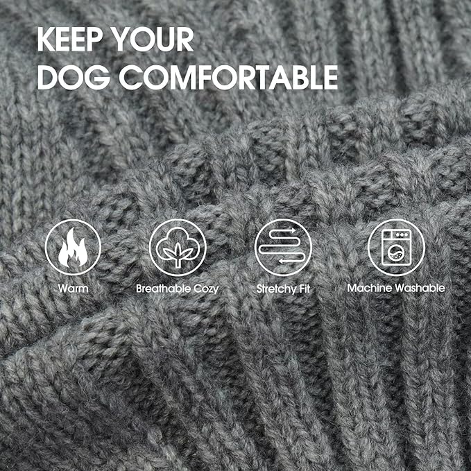 IECOii Great Dane Sweater,5XL Extra Large Sweater for Giant Breed Dogs in Winter,Turtleneck Cold Weather Knit Clothes,Machine Washable,Elastic Pullover for Saint Bernard,Mastiff (Light Grey,XXXXXL)