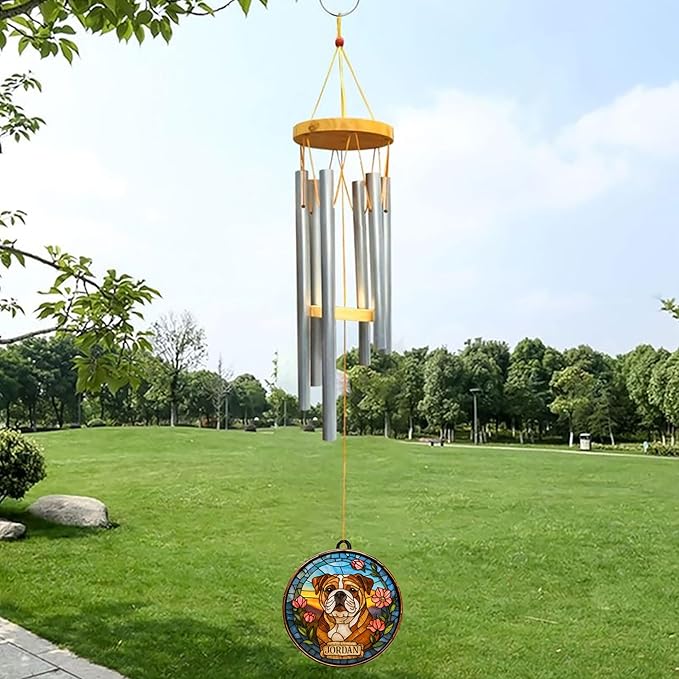 Personalized Hand Dog Wind Chimes Sun Catcher, Dog Memorial Winds Chime, Pet Loss Wind Chimes Sun Catcher, Gifts for Dogs Lovers, Sympathy Pet Winds Chime 3