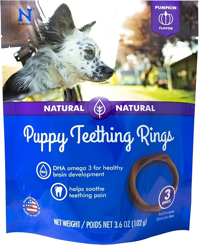 N-Bone Puppy Teething Ring Pumpkin Flavor, 3.6 Oz, 3 Rings