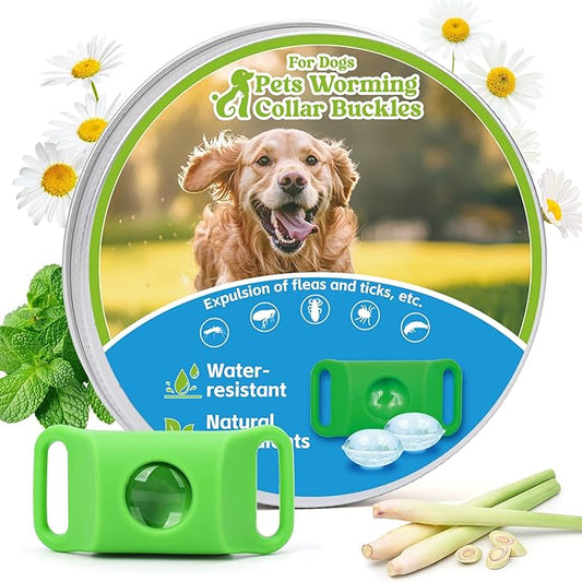 Natural Flea and Tick Prevention Dog Tag – Waterproof Collar Pendant with 2 Extra Refills, Green, Safe for All Breeds Collar Not Included