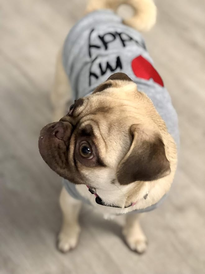 Parisian Pet Unisex Dog T-Shirt - Embroidered 'I Love My Daddy' Father's Day Tee Shirt - Breathable, Sleeveless Pet Clothes - Dog Shirts for Large Dogs - L