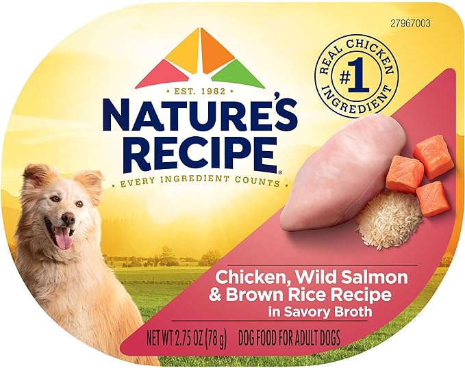 Nature's Recipe Wet Dog Food, Chicken & Wild Salmon in Broth Recipe, 2.75 Ounce Cup (Pack of 12)