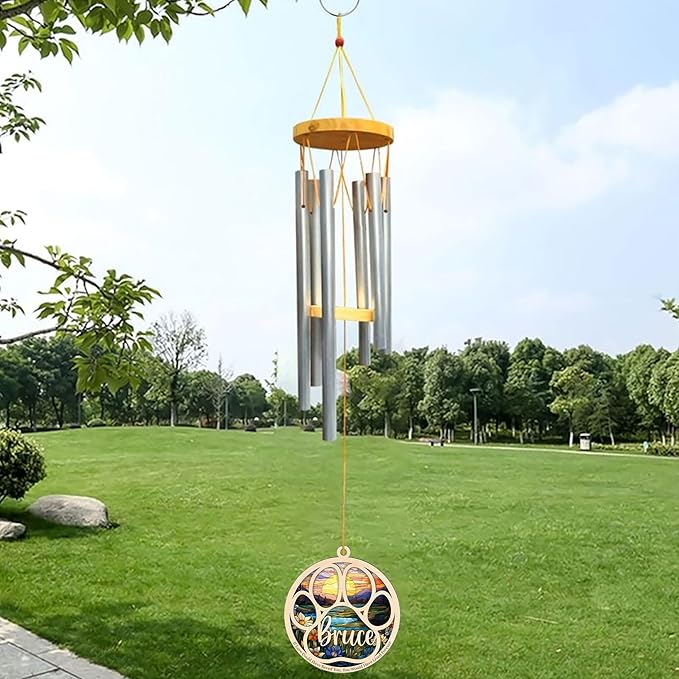 Personalized Hand Dog Wind Chimes Sun Catcher, Dog Memorial Winds Chime, Pet Loss Wind Chimes Sun Catcher, Gifts for Dogs Lovers, Sympathy Pet Winds Chime 1