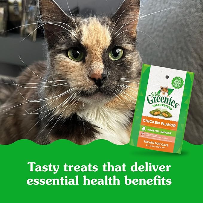 Greenies Feline Smartbites Healthy Indoor Cat Treats, Chicken Flavor, 2.1 oz. Pack