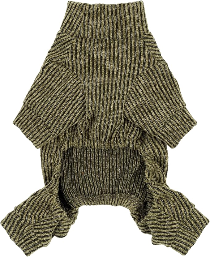 Fitwarm Mock Neck Knited Dog Pajamas, Warm Winter Clothes for Small Dogs Boy Girl, Pet Apparel, Olive Green, XXL