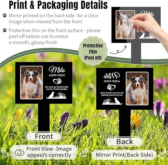 Custom Pet Cemetery Markers - Outdoor Dog & Cat Grave Markers (B-Rectangle1)