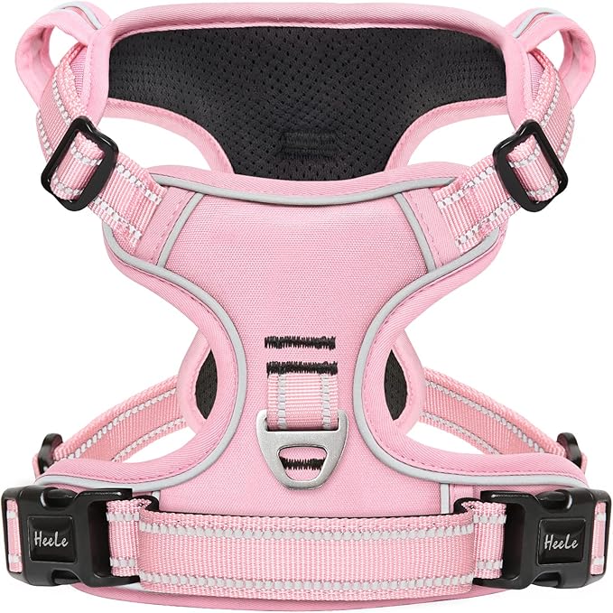 HEELE Dog Harness Dog Harness Small Dog No Pull Harness with Soft Handle Reflective Harness Adjustable, Pink, S