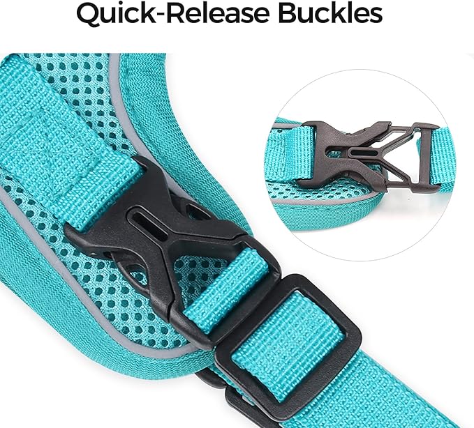 Cat Harness and Leash Set Escape Proof Tactical Extra Large Kitten Harness Emotional Support Cat Vest, Turquoise, XXL