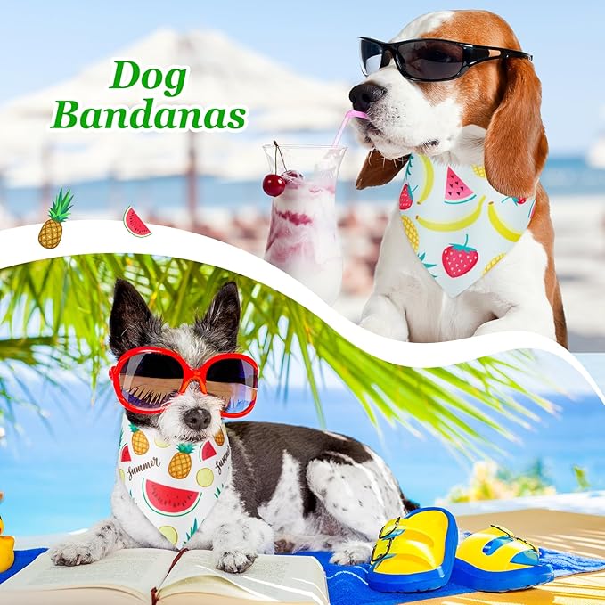 Weewooday 50 Pcs Fruit Dog Bandanas Bulk for Dogs Soft Bibs Adjustable Triangle pet Bandana for Small Medium Large Costume(Fruits Pattern, 19.7 x 13.8 x 13.8 Inch)