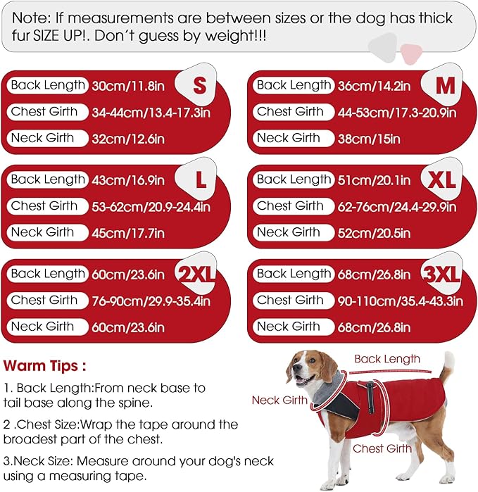 Nanaki Small Dog Coat for Winter Waterproof, Warm Fleece Lining Furry Collar Dog Jacket with Leash Hole, Reflective Adjustable Cold Weather Puppy Jacket Vest, Pullover Pet Snow Suit Male Female,Red S
