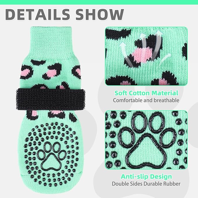 KOOLTAIL Dog Socks for Hot/Cold Pavement to Prevent Licking Paws,Dog Boots&Paw Protector for Hardwood Floors Anti Slip,Traction Control No Twist Grip Booties for Small Medium Large Senior Dogs SM