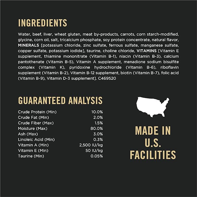 Purina Pro Plan High Protein Cat Food Wet Gravy, Beef and Carrots Entree - (Pack of 24) 3 oz. Pull-Top Cans