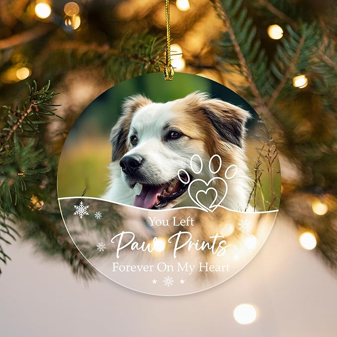 Pavo Personalized Pet Photo Ornaments, Pet Sympathy Remembrance Gifts for Loss of Dogs Cats Pets, Loss of Dog Sympathy Gift, Pet Memorial Ornaments for Christmas Tree, Christmas Ornament 2025