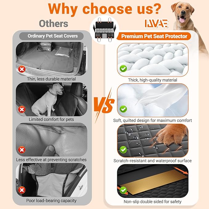 Hard Bottom Car Seat Cover for Dog swith Removable Soft Blankets,Scratch-Proof and Anti-Slip Car Dog Hammock for Large Dogs White for Crew Cab Trucks F150