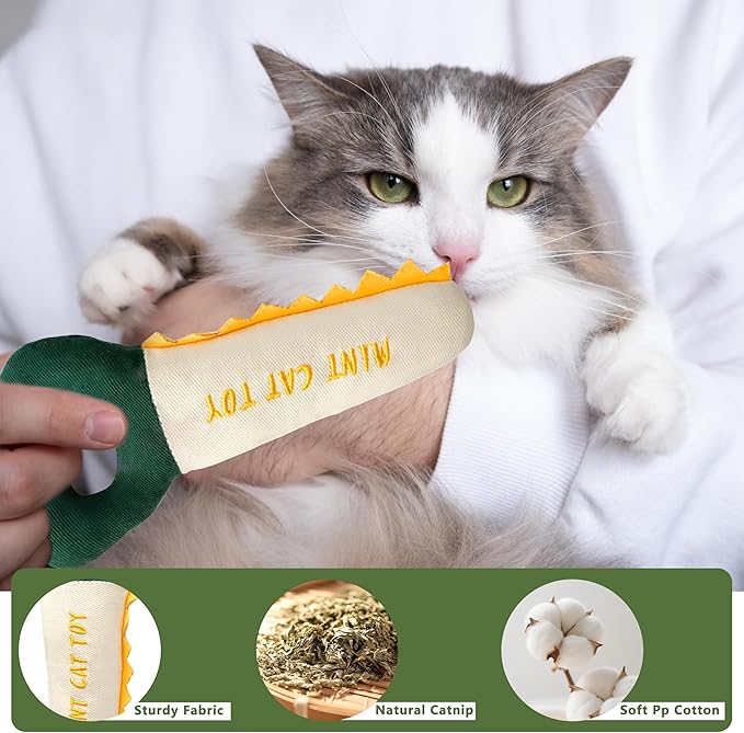 Catnip Toys for Cats, Chew Resistant Cat Toys with Natural Catnip, Interactive Funny Shape Kitten Kicher, Soft Cat Teething Chew Toy for Indoor Cats & Kittens, Tool Shape Pet Toys, 5 Pack