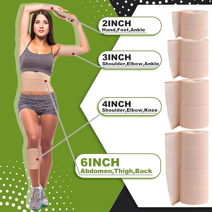 Tondiamo 8 Rolls Elastic Adhesive Bandage Tape Medical Bandage Wrap Athletic Sports Tape Flexible Stretch Skin Bandages Strips for Ankle, Knee, Wrist Sprains Animal Pets(6 Inch X 5 Yard)