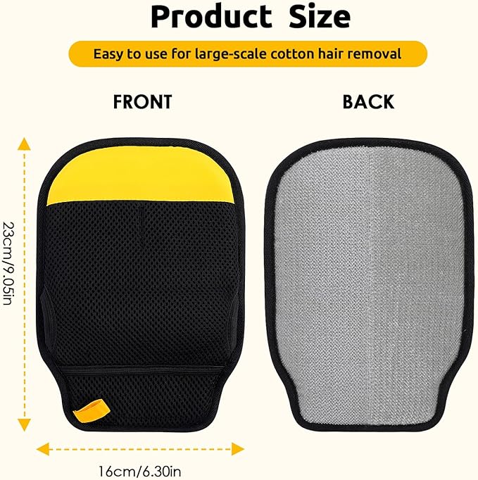 SAWMONG 2Pcs Pet Hair Removal Glove, Pet Hair Remover Glove for Dogs & Cats with Thumb Hole for Better Fit, Reusable Pet Hair Removal Tool for Couch,Clothes, Carpet, Curtain