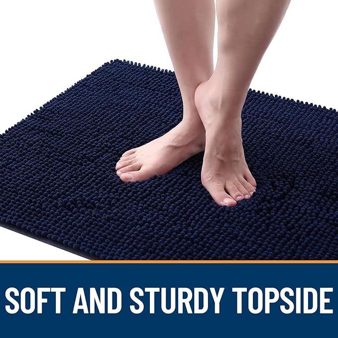 OLANLY Dog Door Mat Set 4-Piece 36x24, Absorbs Moisture and Dirt, Absorbent Non-Slip Washable Doormat, Quick Dry Chenille Mud Mat for Dogs, Entry Indoor Entryway Carpet for Inside Floor, Navy Blue