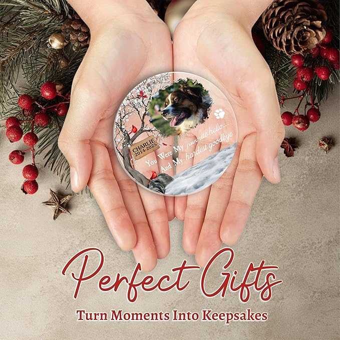 Pavo Personalized Picture Frame Pet Memorial Christmas Ornaments 2025, Loss of Dog Sympathy Gift, Cat Memorial Gifts for Loss of Cat, Dog Remembrance Gift, Custom Christmas Ornament