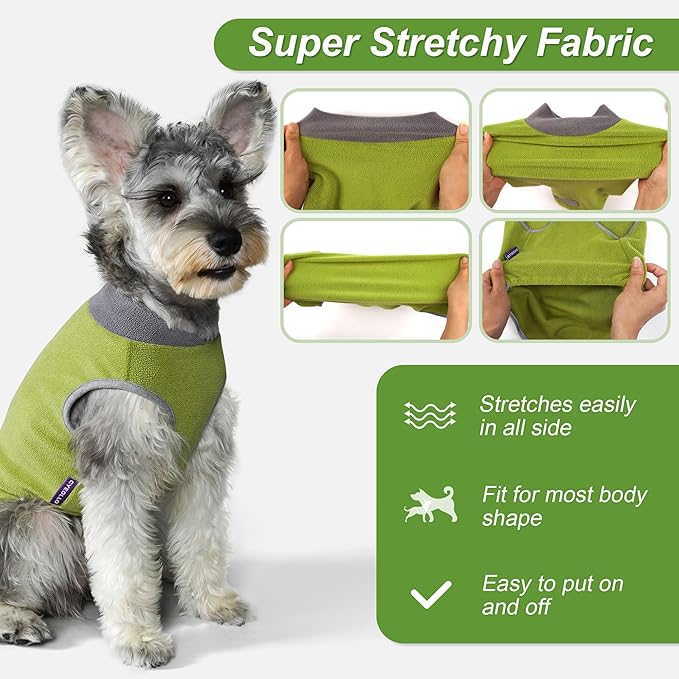 cyeollo 2 Pack Dog Sweater Fleece Vest Dog Sweatshirt Reflective Lightweight Pet Clothes for Large Dogs Boy Girl Pet Apparel Grass Green, Grey, XXXL