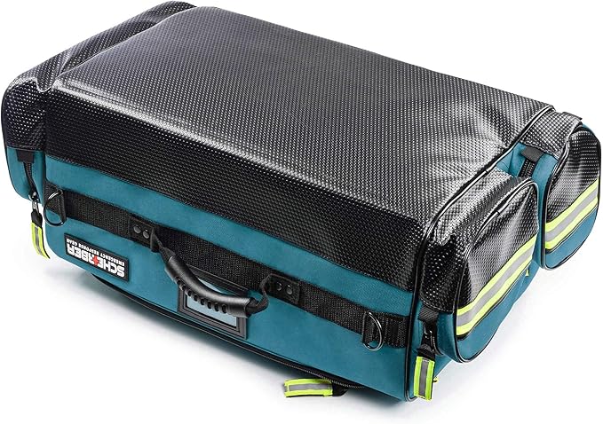 Scherber Fully-Stocked Premium First Responder Bag | HSA/FSA Approved | Large Pro EMT/EMS Trauma, Bleeding & Oxygen Medical Kit | CAT Tourniquet, HyFin Chest Seal & 250+ First Aid Supplies (Blue)