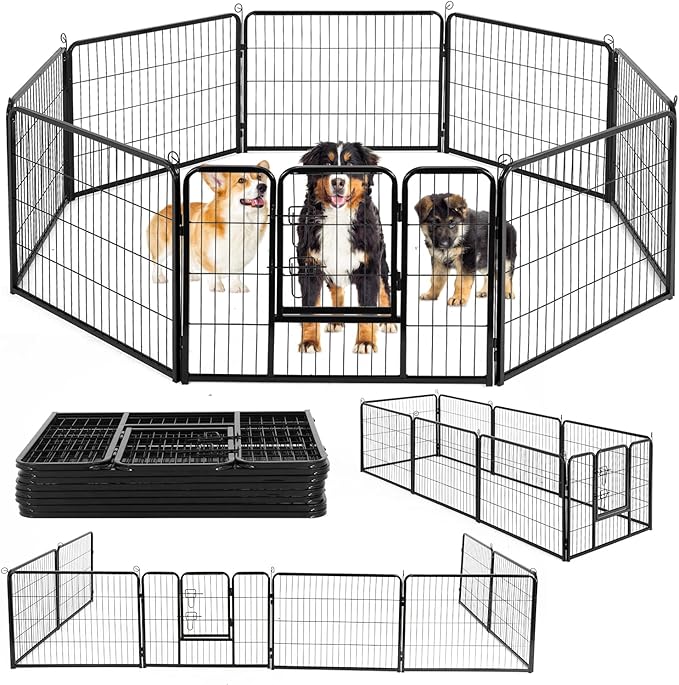 BestPet | Dog Playpen | 24 Inch, 8 Panels | Heavy Duty Metal Pet Exercise Pen | Indoor Outdoor Fence Panels | Rust-Resistant, Removable, Tool-Free Setup | Anti-Skid, Expandable Design