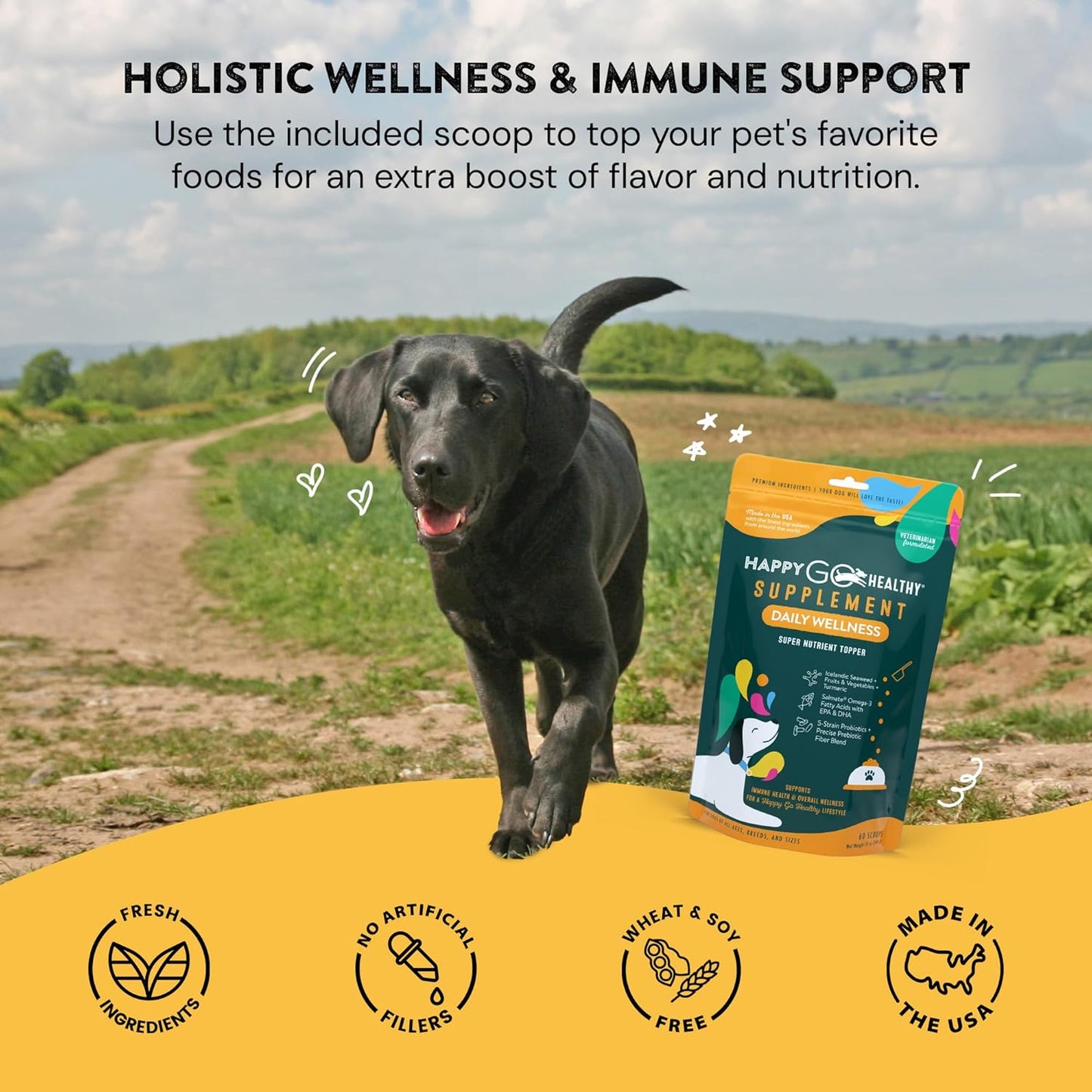 Daily Wellness Supplements for Dogs | Probiotic & Prebiotic Benefits with Fish Oil & Seaweed to Keep Your Dog Beaming All Day Long | All Breeds and Sizes | 60 Count