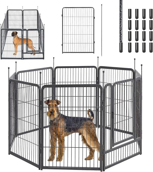 mestyl Dog Playpen, 40" Height 8 Panels Outdoor Pet Play Pen, Big Dog Exercise Play Pen for Large/Medium/Small Dogs, Foldable Puppy Pen for Indoor, Camping, RV, Anti-Rust Paint Finish, Quick Install