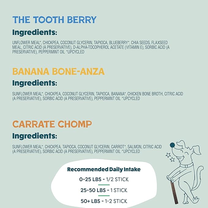 Shameless Pets Dental Treats for Dogs, Variety (3-Pack) - Healthy Sticks for Teeth Cleaning & Fresh Breath - Dog Bones Dental Chews Free from Grain, Corn & Soy