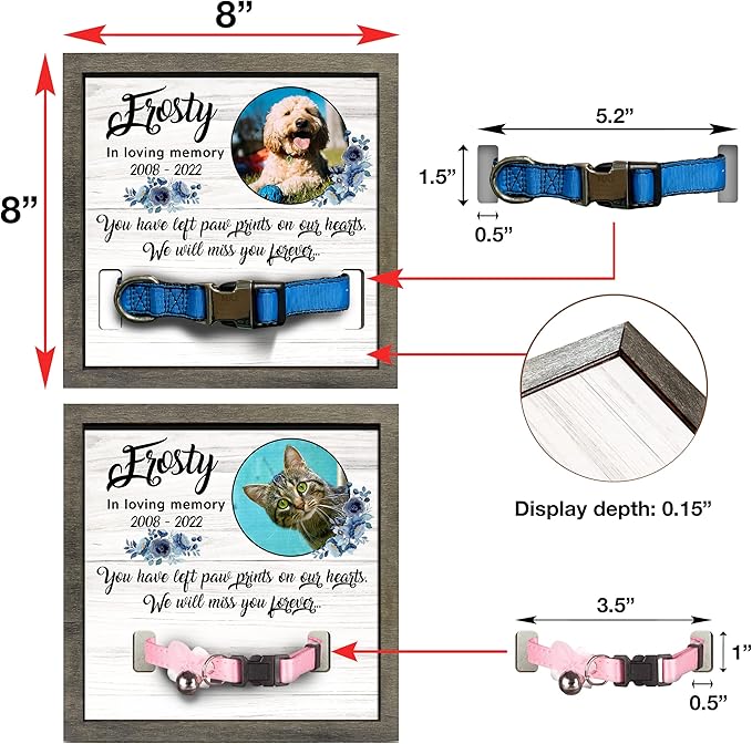 Personalized Dogs Picture Frame Dogs Collar Keepsake Bereavement Gift Pet Picture Frame Dog Heaven Dog Sympathy Gifts for Christmas Memorial Plaques for Dogs and Cat Picture Pet Loss Gifts