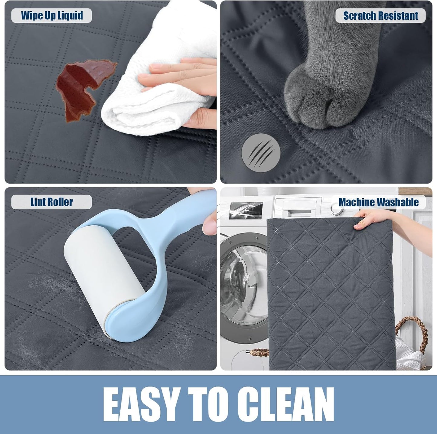 Smiry Waterproof Dog Bed Cover Pet Blanket, Soft Washable Dog Blanket for Furniture Bed Couch Sofa Reversible, Checkered (40"x50", Dark Grey/Dark Grey)