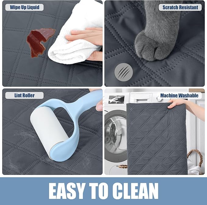 Smiry Waterproof Dog Bed Cover Pet Blanket, Soft Washable Dog Blanket for Furniture Bed Couch Sofa Reversible, Checkered (40"x90", Dark Grey/Beige)