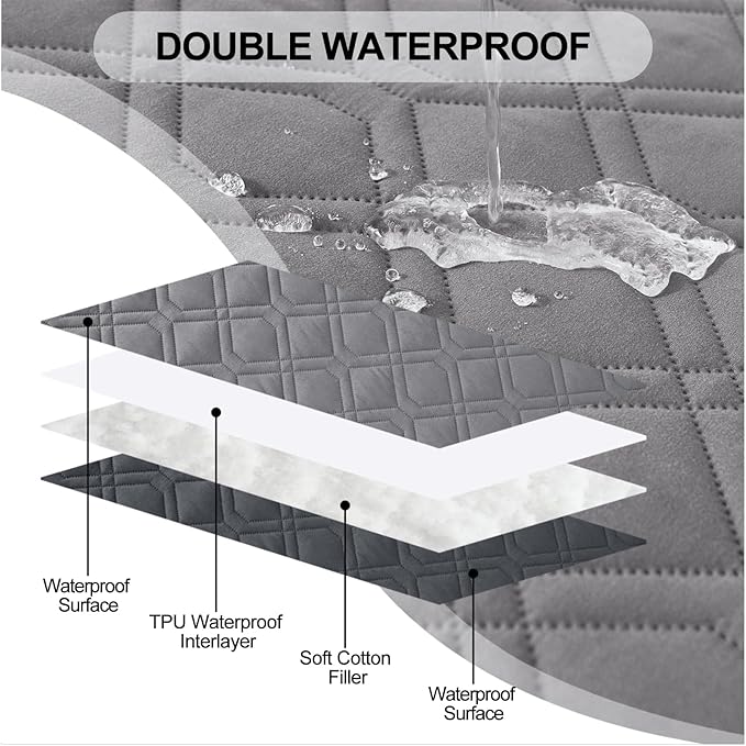 Smiry Waterproof Dog Blanket, 52x82 Inch Soft Pet Bed Cover Reversible, Washable Sofa Couch Furniture Protector for Small Medium Large Dog Puppy Cat, Geometric, Grey/Dark Grey