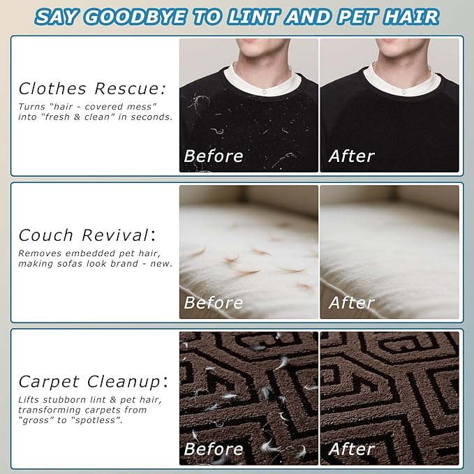 1-Pack Pet Hair Removal Glove for Dogs and Cats, Electrostatic Reusable Grooming Glove for Furniture, Couch, Carpet, Car Seat and Clothing