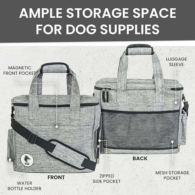 Dog Travel Bag for Supplies - Airline-Approved Backpack for Dogs - Pet Supply Organizer with Foldable Bowls & Food Containers - Pet Travel Bag - Dog Bags for Travelling with Accessories